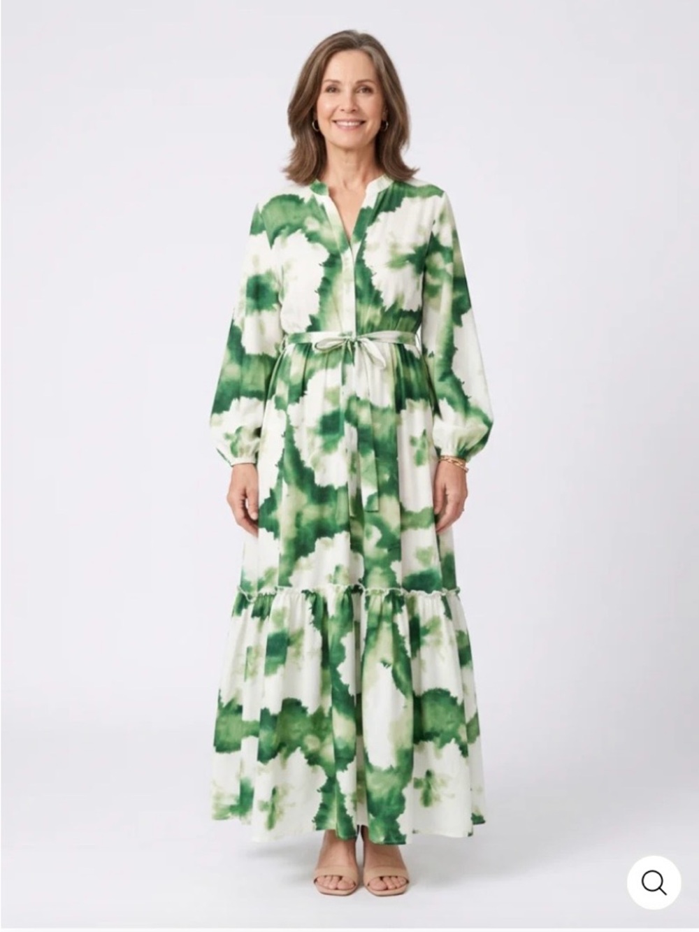 Green Julia and Anne Long Sleeve Maxi Dress
